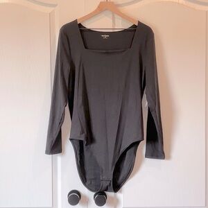 Long Sleeve Square Neck Bodysuit 2X cotton blend
